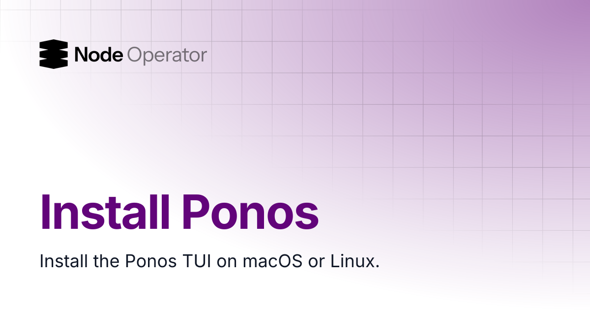 Install Ponos | Nodeoperator AI Docs